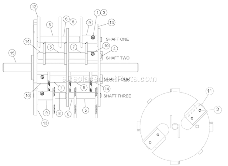 Rotor Diagram and Parts List for SC3270T  Bear Cat Chipper Shredder